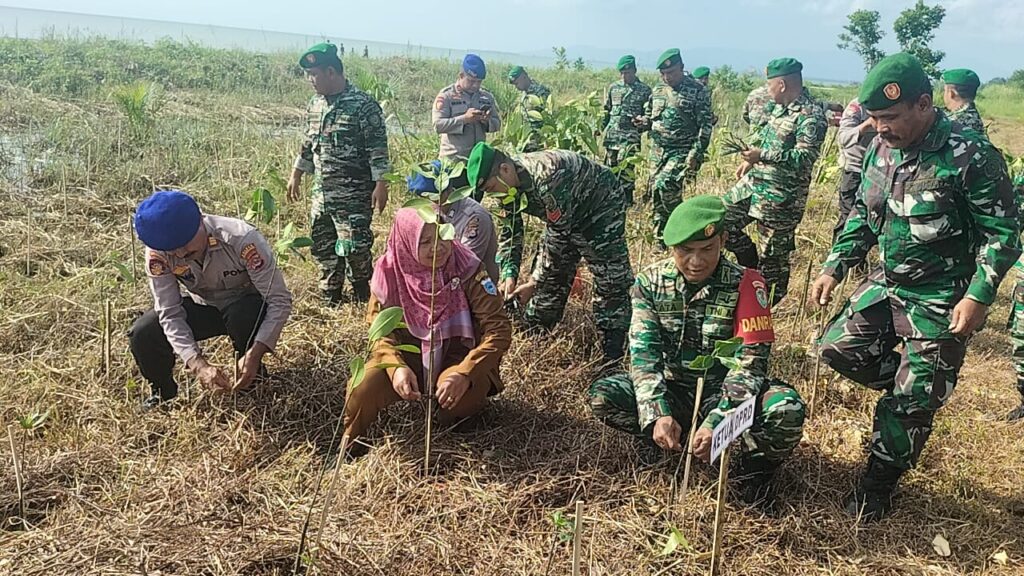 Kodim 0601/Pandeglang Ikuti Penanaman Mangrove Nasional Serentak Seluruh Indonesia