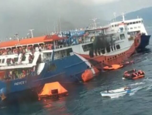 Kapal Dari Merak Menuju Bakauheuni Terbakar Di Perairan Merak Besar