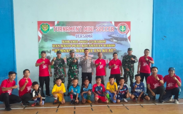 Sambut HUT RI Ke 78, Koramil 0602-15/Baros Selenggarakan Turnamen Mini Soccer