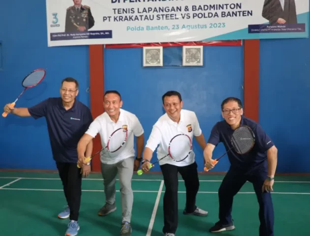 Pertandingan Eksibisi Tenis Lapangan dan Badminton, Polda Banten Kalahkan PT Krakatau Steel