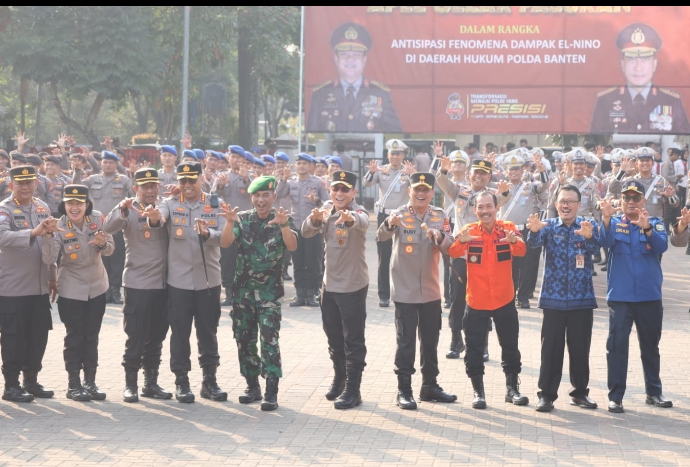 Polda Banten Laksanakan Apel Gelar Pasukan Dalam Rangka Antisipasi Fenomena El Nino dan Karhutla