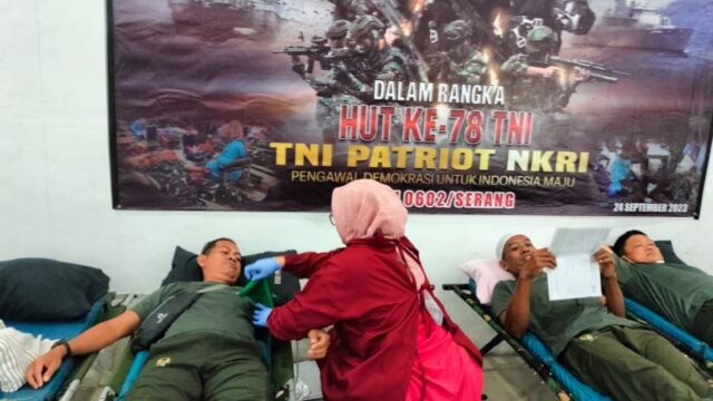 Sambut HUT TNI Ke 78, Kodim 0602/Serang Gelar Donor Darah