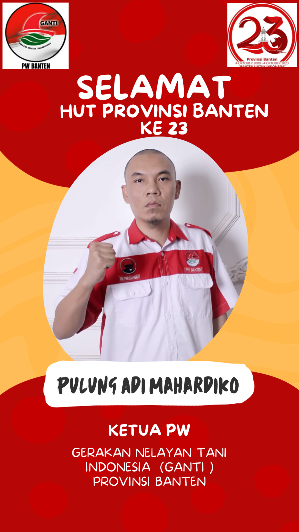 PW Gerakan Nelayan  Tani Indonesia Provinsi Banten Mengucapkan Selamat HUT Provinsi Banten ke 23