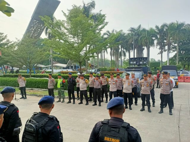 Polres Serang Gelar Apel Pengamanan Aksi Unjuk Rasa ASPSB Kabupaten Serang