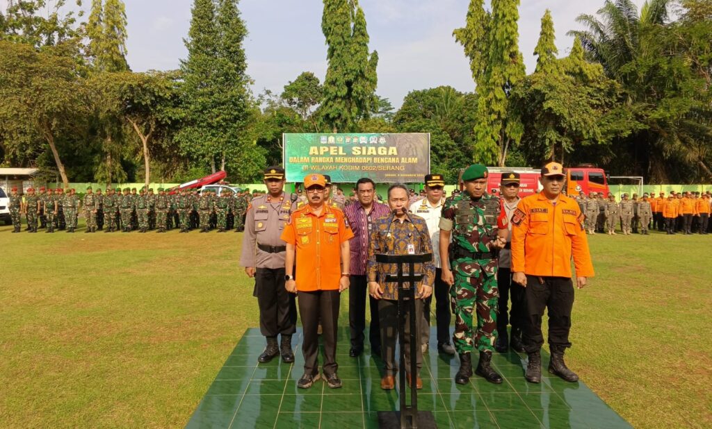 Dandim 0602/Serang Bersama Pj Walikota Serang Pimpin Apel Siaga Menghadapi Bencana Alam