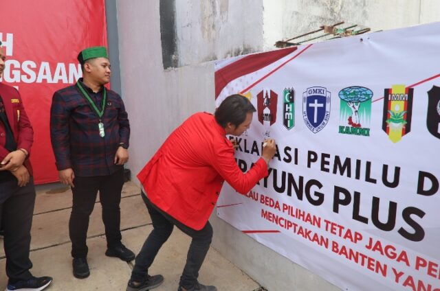 Wujudkan Pemilu Damai 2024, Mahasiswa Yang Tergabung Cipayung Plus Banten Gelar Deklarasi