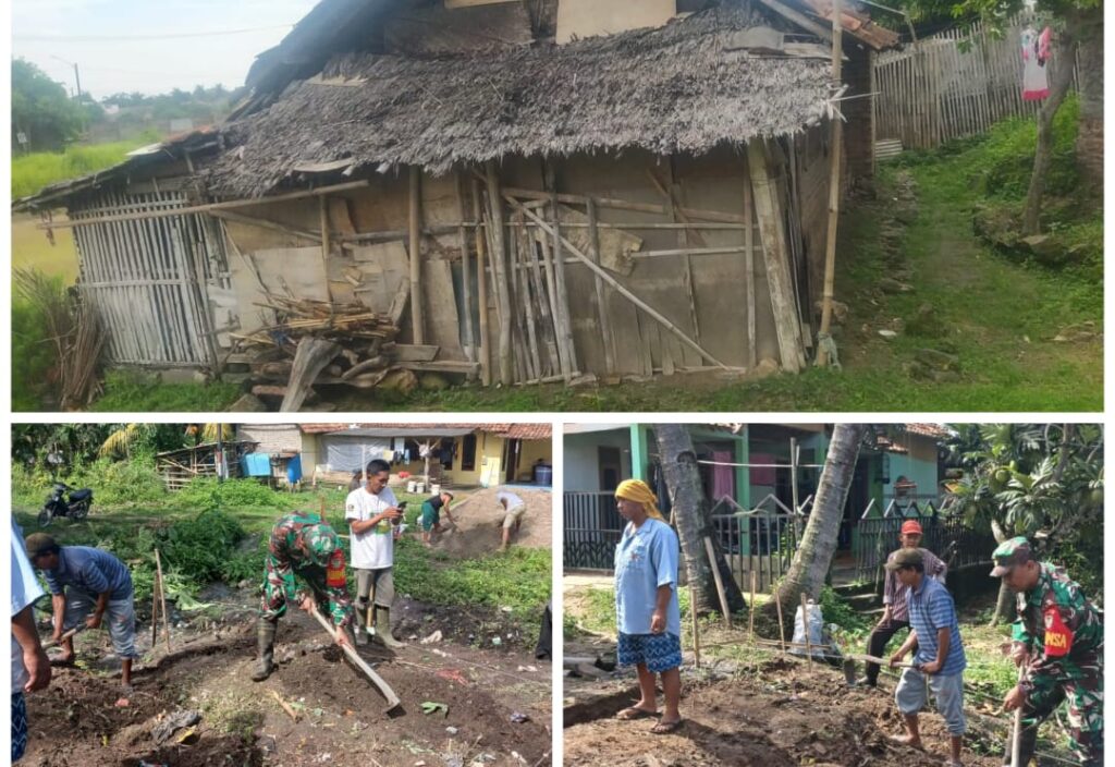 Babinsa Koramil 0602-18/Kragilan Bantu Membangun Rumah Masyarakat Kurang Mampu