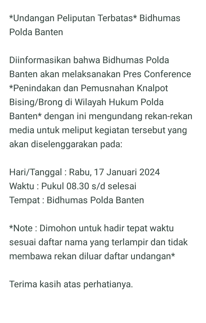 Polda Banten Berikan Rasa Diskriminatif Terhadap Wartawan