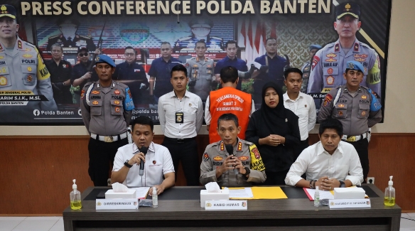 Polda Banten Gelar Press Conference Tipikor Pembangunan Jalan Akses Pelabuhan Warna Sari Tahap 2