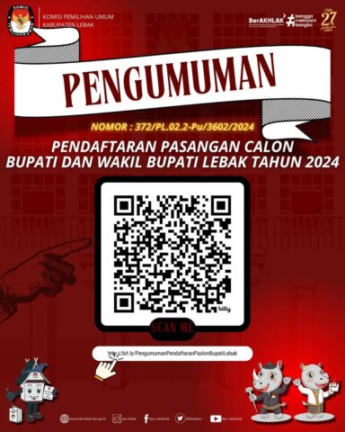 KPU Lebak Umumkan Pendaftaran Calon Bupati dan Wakil Bupati, Ini Tanggal dan Syaratnya