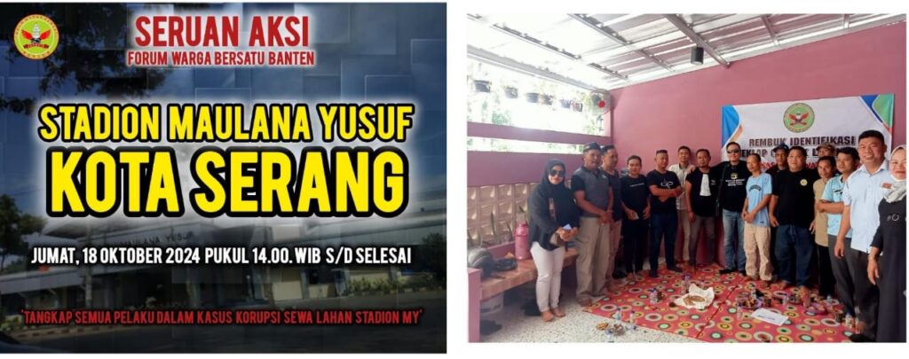 FORWATU Banten Siapkan Aksi Demo di Kejari Serang, Usut Tuntas Kasus Penyewaan Lahan Stadion Maulana Yusuf FORWATU Banten Siapkan Aksi Demo di Kejari Serang, Usut Tuntas Kasus Penyewaan Lahan Stadion Maulana Yusuf