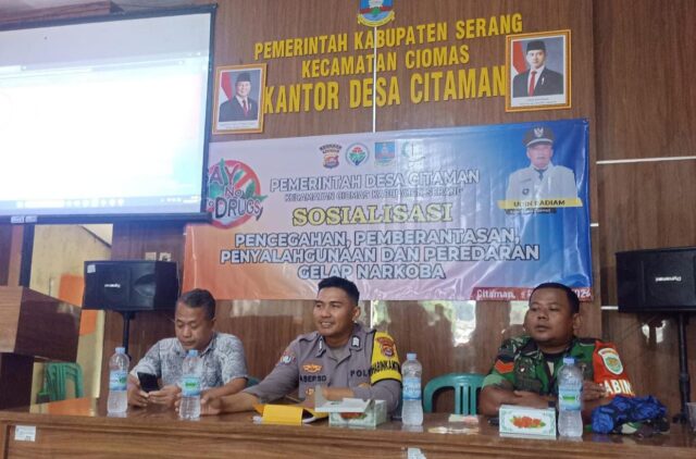 Perangi Narkoba, Babinsa Koramil 0602-12/Ciomas Dan Bhabinkamtibmas Gelar Sosialisasi P4GN