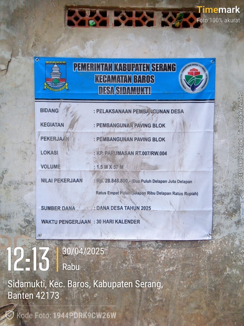 Paving Blok Desa Sidamukti Diduga Gunakan Material Bekas