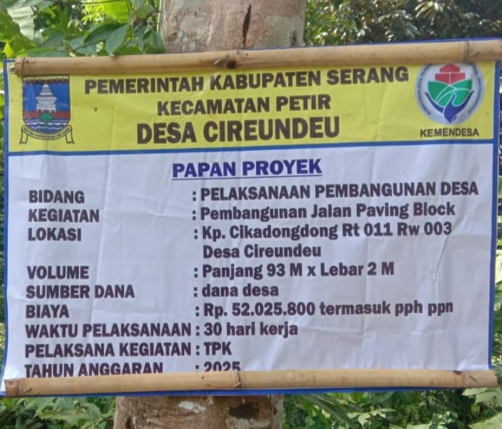 Pembangunan Paving Blok di Cireundeu Disinyalir Sarat Mark-up Anggaran