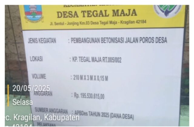 Kegiatan Jalan Rabat Beton di Tegal Maja Diduga Asal Jadi