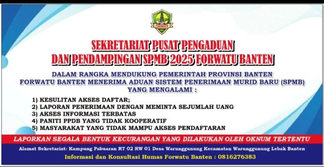 FORWATU Kawal Penerimaan Siswa Baru, Pastikan Tak Ada Praktik Jual Beli Kursi