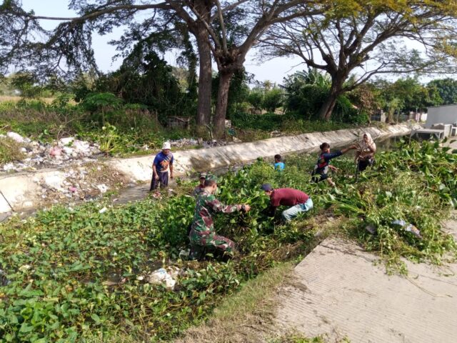 Gotong Royong Babinsa dan Warga Domas Buka Sumbatan Irigasi