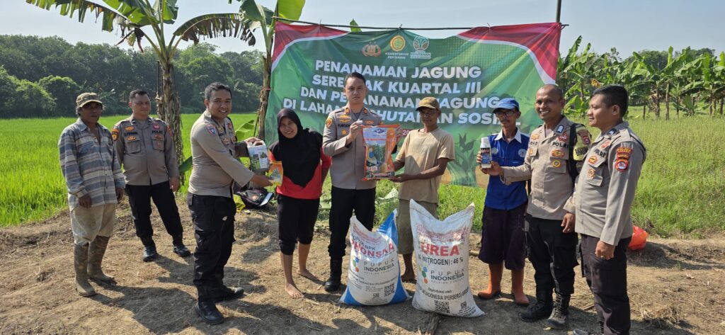 Kolaborasi Dengan Kelompok Tani, Polsek Petir Tanam Bibit Jagung Kuartal III 