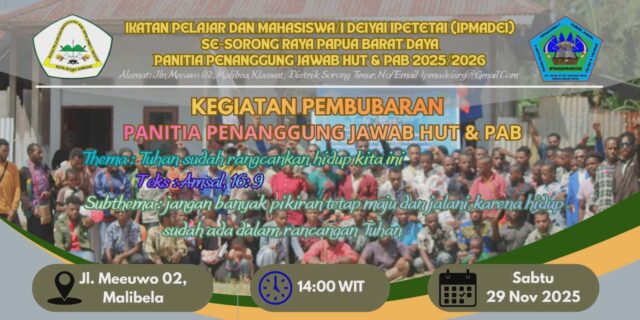 Jelang Pembubaran Panitia Perkenalan dan Seminar Sehari IPMADEI Se-Kota Studi Sorong