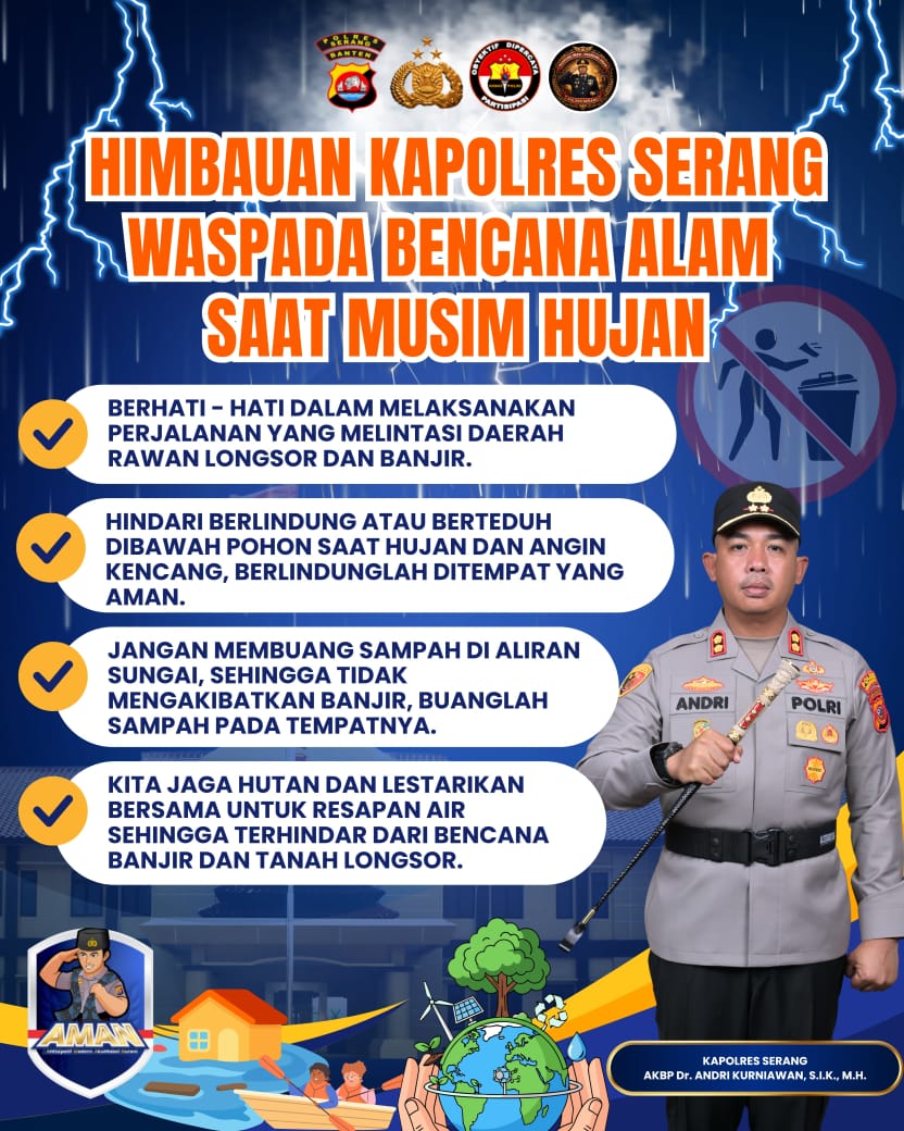 Kapolres Serang Imbau Warga Waspada Cuaca Ekstrem