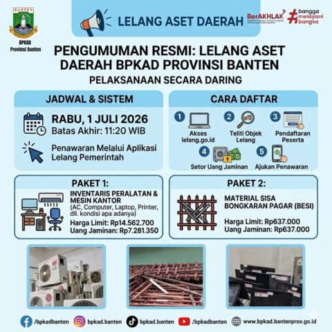 Pemprov Banten Lelang Aset Daerah Secara Daring Mulai 1 Juli
