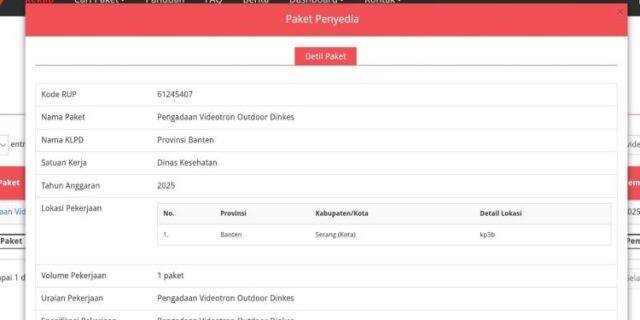 BPK Temukan Ketidaksesuaian Spesifikasi Proyek Videotron Dinkes Banten