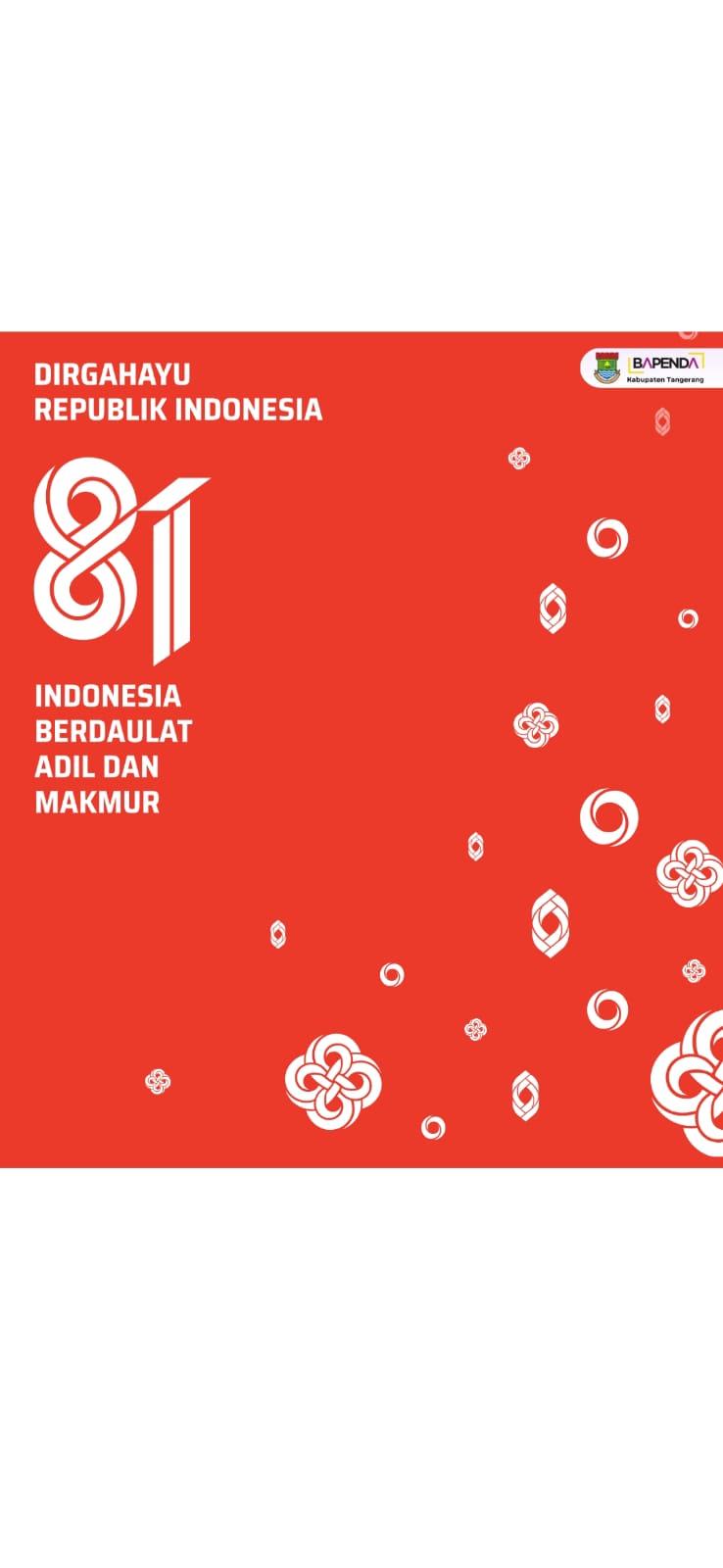 BAPENDA Kabupaten Tangerang Mengucapkan Selamat HUT RI ke 81 Tahun 2026